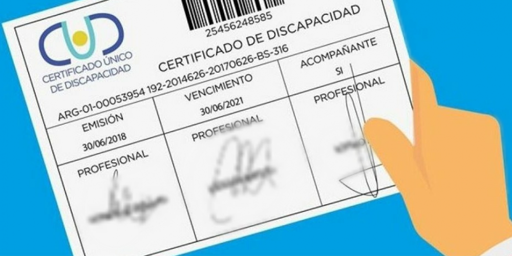 Se prorroga el vencimiento de los Carnet de Discapacidad