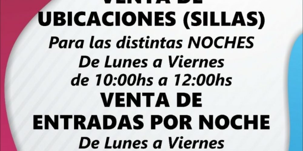 En Federación podes adquirir entradas y ubicaciones en la Secretaría de Turismo