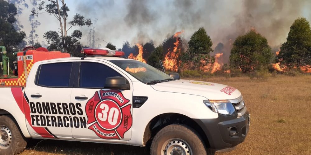 Importante incendio forestal afectó una propiedad de la Caja de Jubilaciones de Federación: investigan si fue intencional