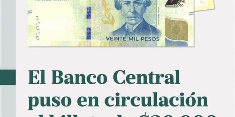 Están en circulación los billetes de 20 mil pesos