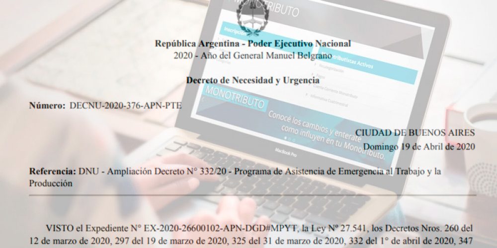 Decretan medidas de asistencia para empresas, monotributistas y autónomos